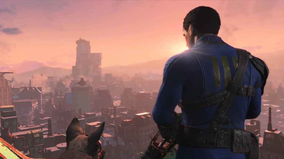 Main protagonist and Dogmeat in Fallout 4