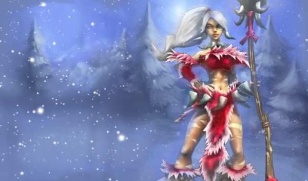 snow bunny nidalee league of legends slowdown showdown winter skin splash