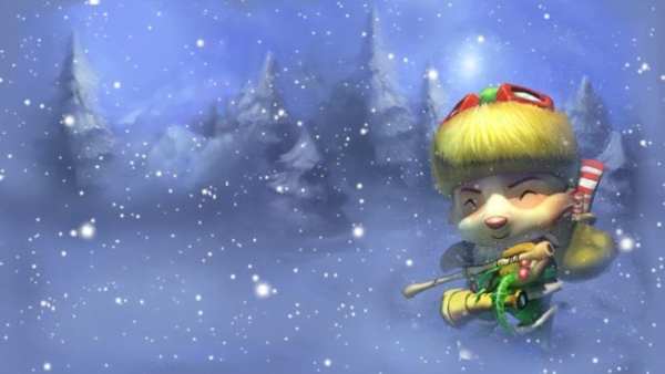 Happy Elf Teemo league of legends slowdown showdown winter skin splash