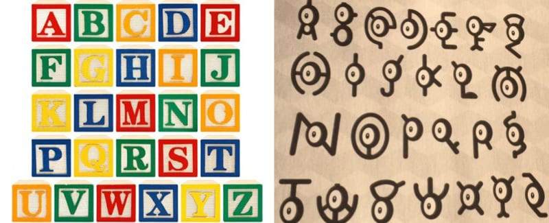 Pokémon, Unown, alphabet