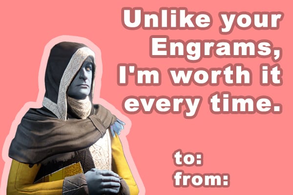 Destiny, Valentine's Day, Cards, Gifts, Cryptarch, Engrams, Bungie, Activision, The Taken King