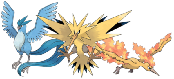 legendary birds, Pokémon, red, blue, best, amazing