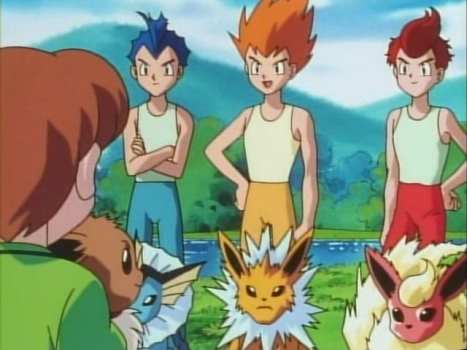 eevee brothers pokemon, jolteon, vaporeon, flareon, how to get, evolve, pick, choose, trick, name, nickname, pyro, sparky, rainer