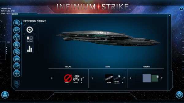 Infinium Strike, Menu