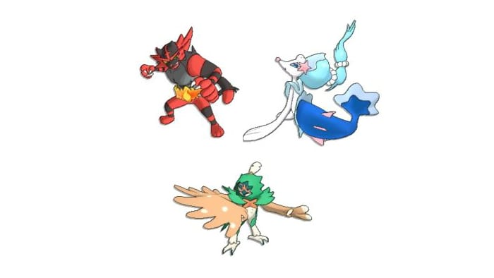 pokemon sun and moon, starters