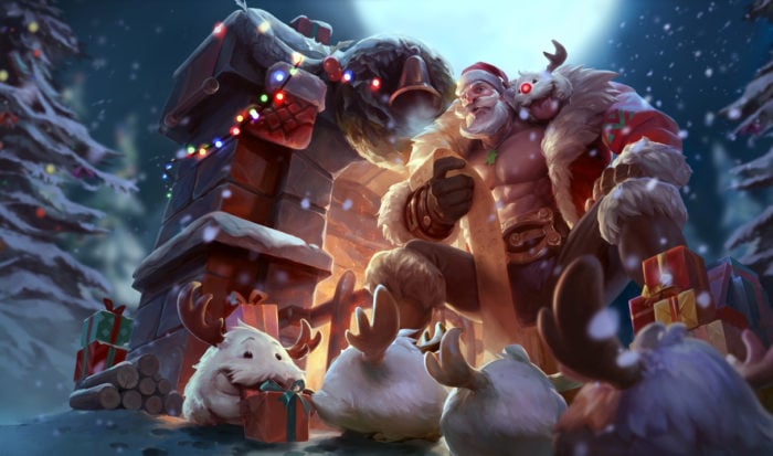 Santa Braum league of legends snowdown holiday christmas skins 2016