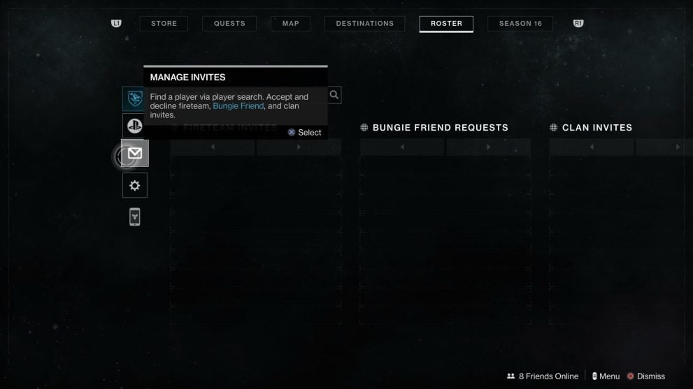 destiny 2 crossplay manage invites screen