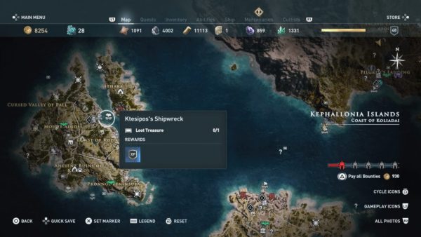 assassin's creed odyssey, all underwater locations, underwater locations