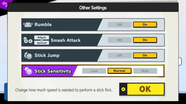 smash ultimate stick sensitivity 