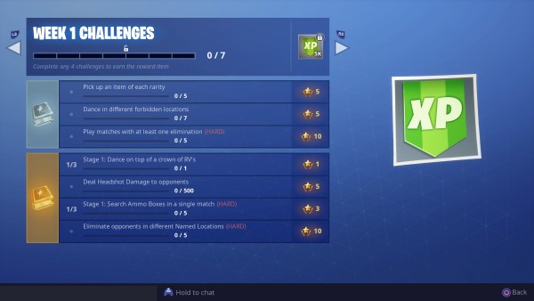 Fortnite, season 7 week 1 challenges