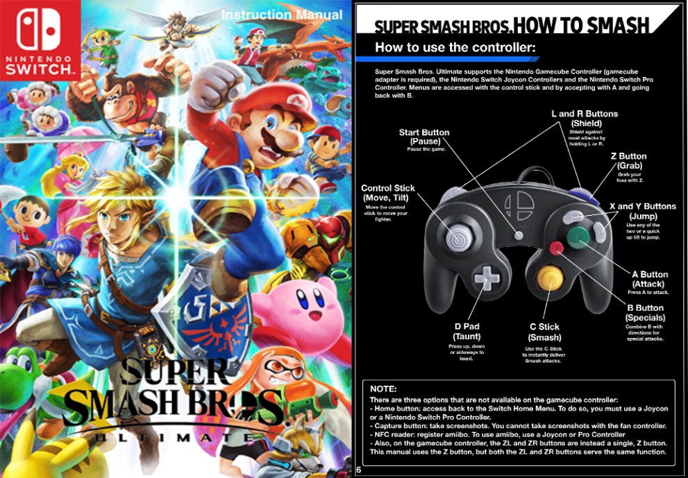 Super Smash Bros., Super Smash Bros. Ultimate, Nintendo, Switch, Fan, Manual