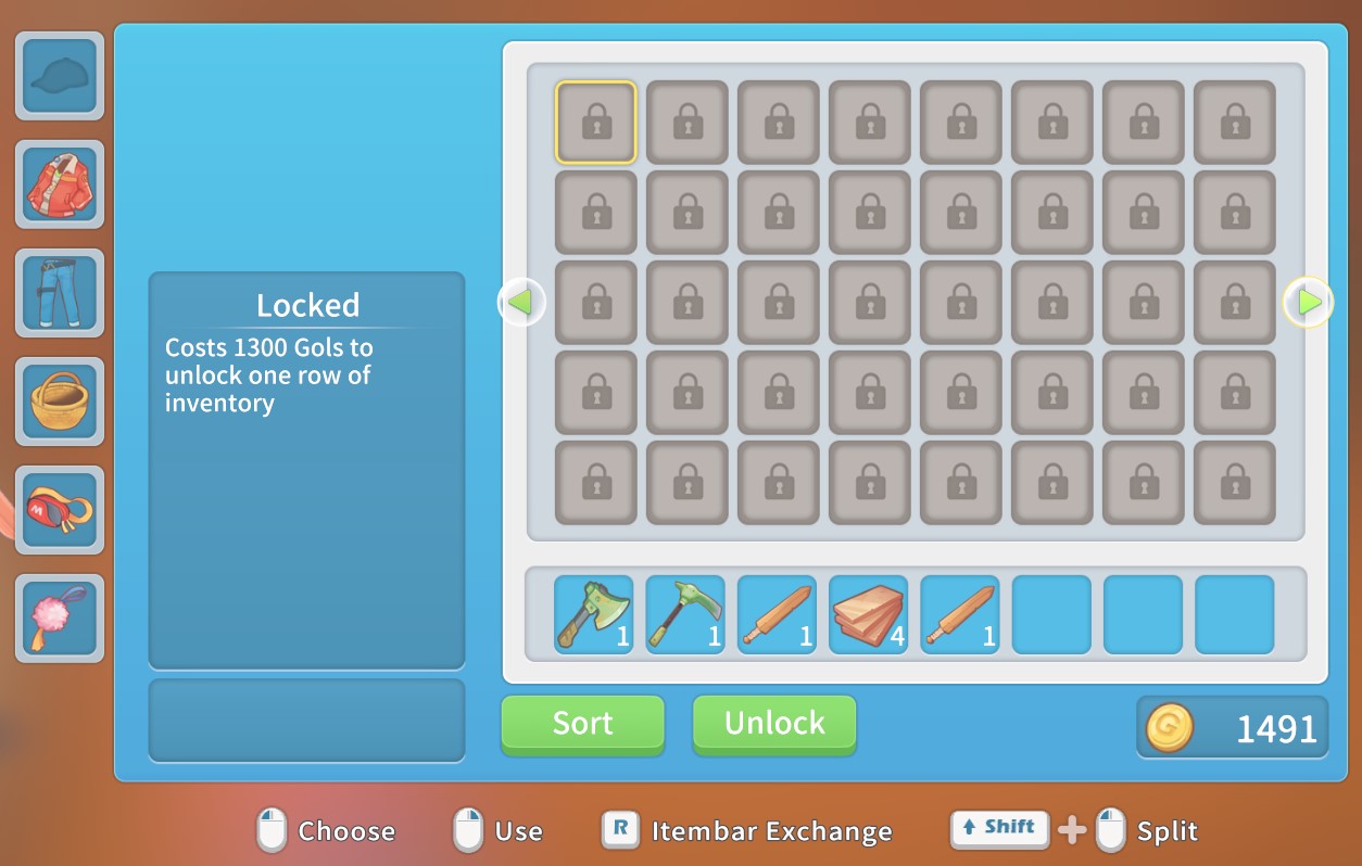 My Time at Portia, how to expand inventory