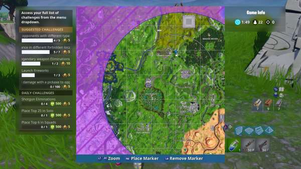 Where to Search Between Giant Rock Man Crowned Tomato Encircled Tree in Fortnite