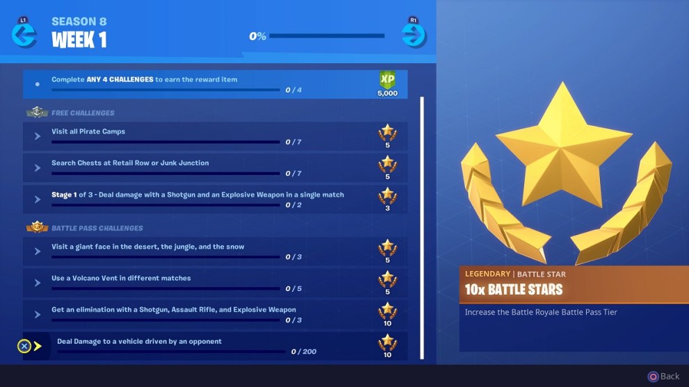 Fortnite, Season 8, Week 1 Challenges, Battle Royale, Epic Games