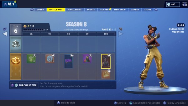 Fortnite season 8, tier 1 skin, 4