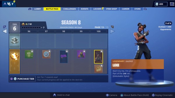 Fortnite season 8, tier 1 skin, 1