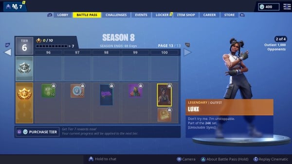 Fortnite season 8, tier 1 skin, 1