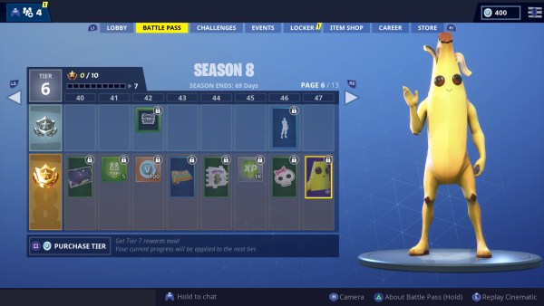 Fortnite season 8, banana skin