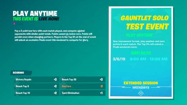 Fortnite Gauntlet Bus Fare