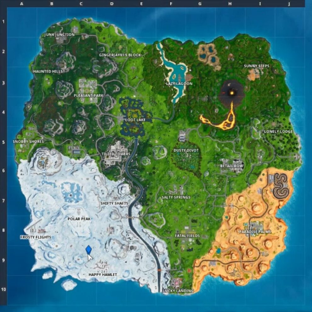 happy hamlet race track map location in Fortnite