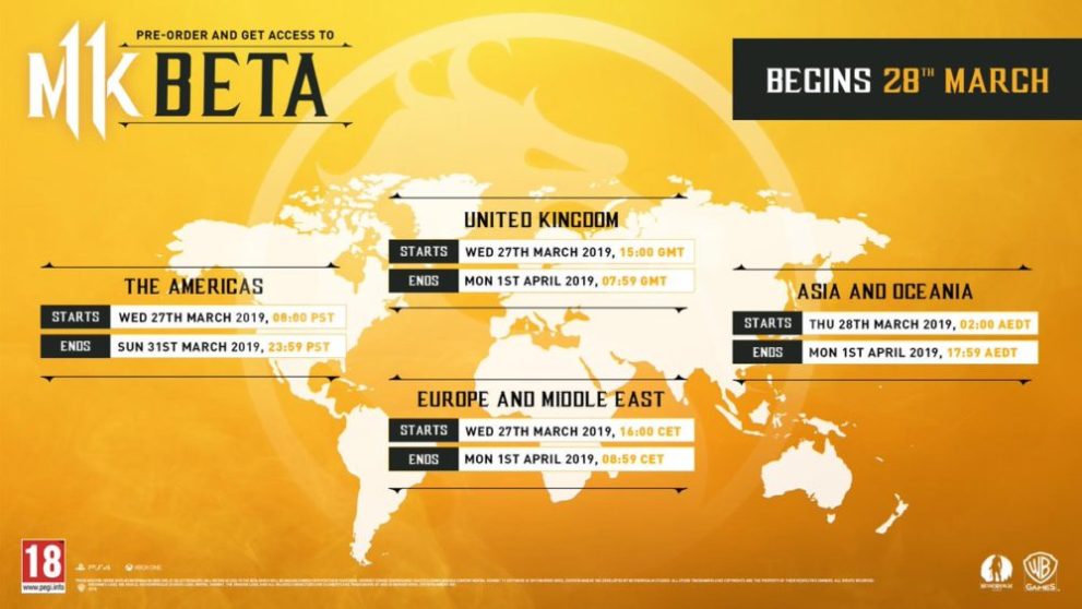 mortal kombat 11 beta times and dates