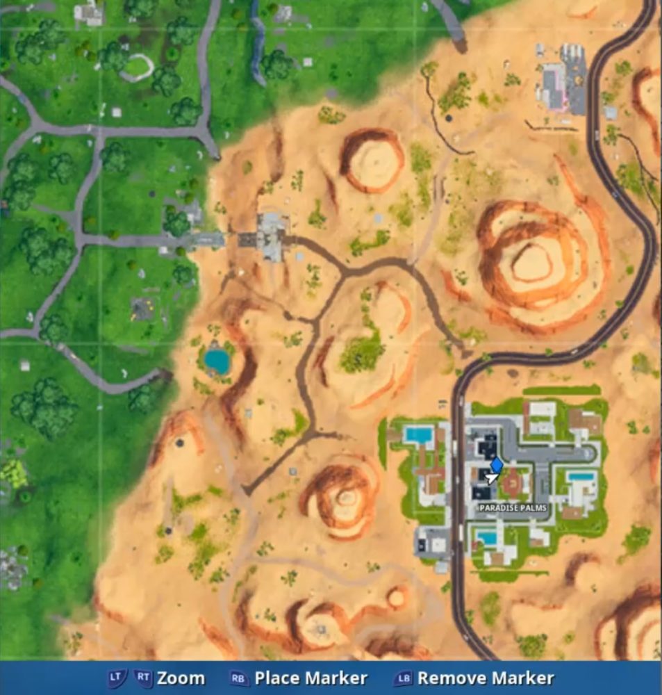 Fortnite Paradise Palms Treasure Map Signpost Location