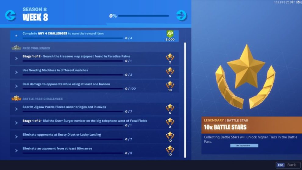 Fortnite week 8 challenges