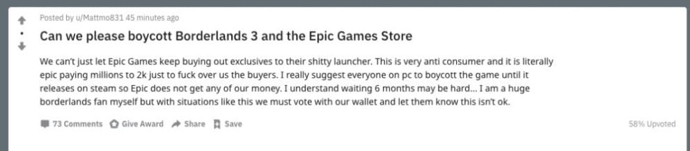 borderlands 3, epic games store