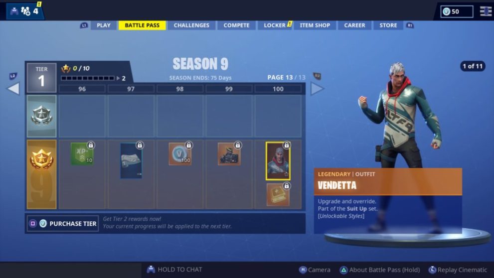 Fortnite, tier 100 skin