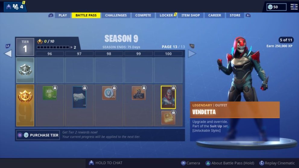 Fortnite, tier 100 skin