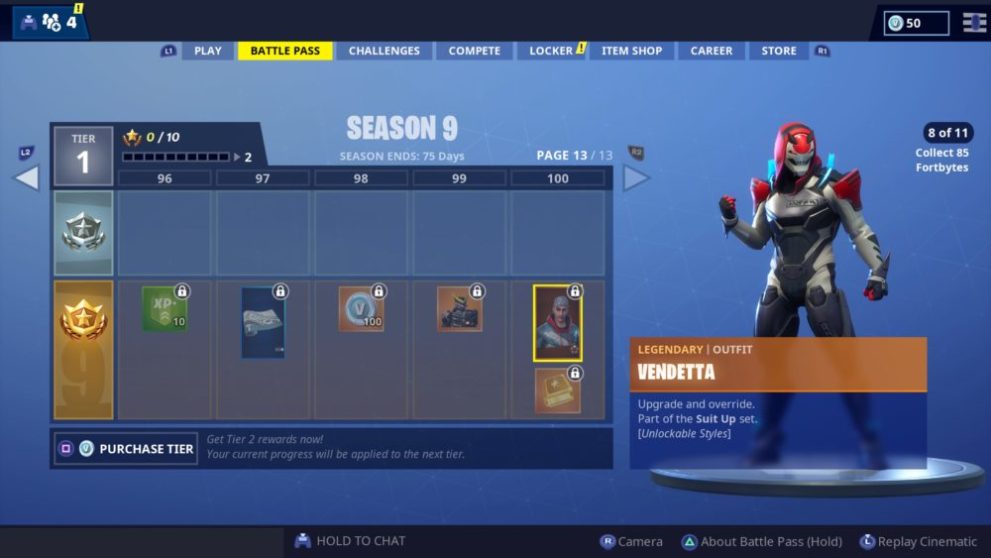 Fortnite, tier 100 skin