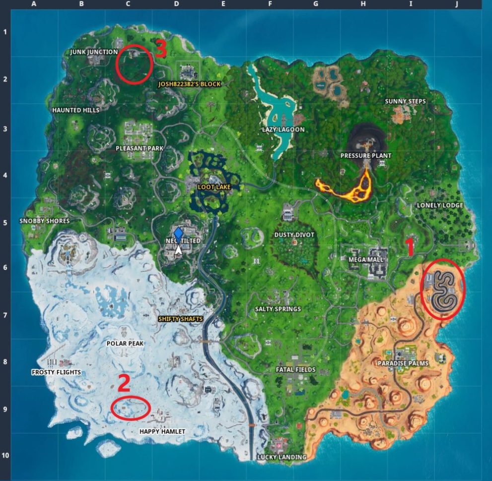 fortnite race track locations week 5 challenge