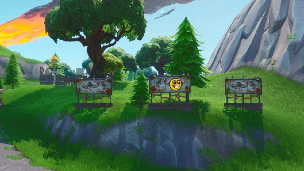 Fortnite graffiti covered billboards