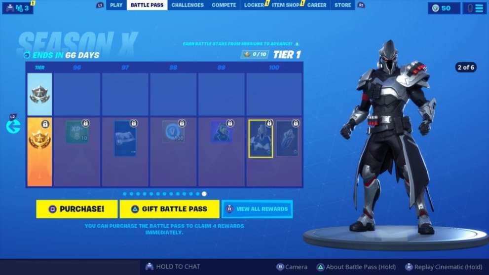 Fortnite, tier 100 skin