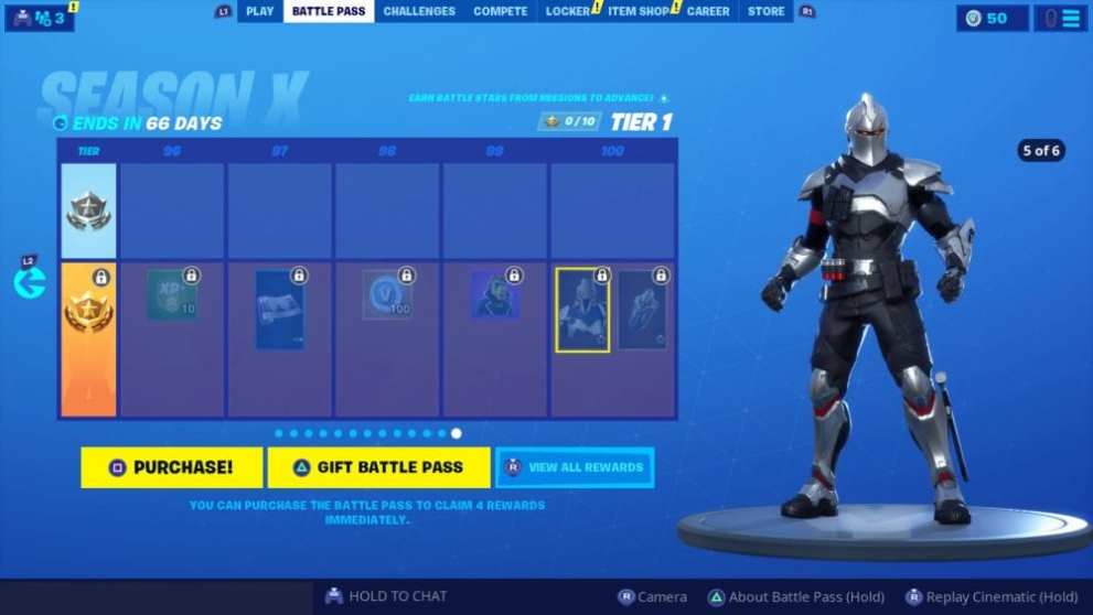 Fortnite, tier 100 skin