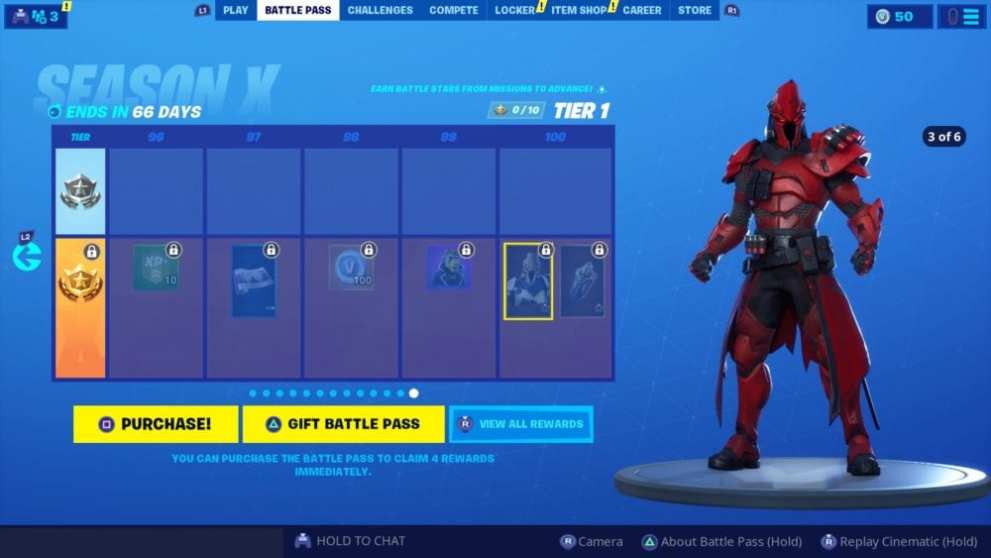 Fortnite, tier 100 skin