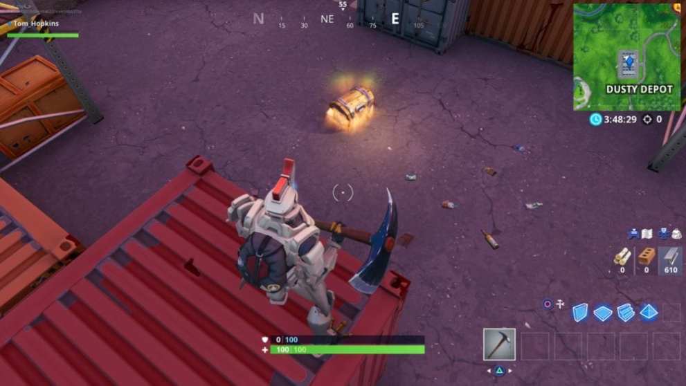 Fortnite, dusty depot, chest spawn locations