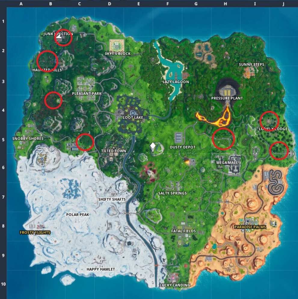 fortnite foraged mushrooms map