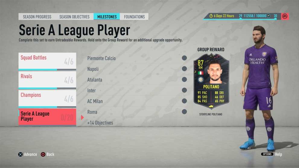 FIFA 20, milestone, serie a league player