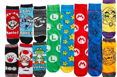 Nintendo socks, mario, wario, yoshi, toad, bullet bill, holiday gifts