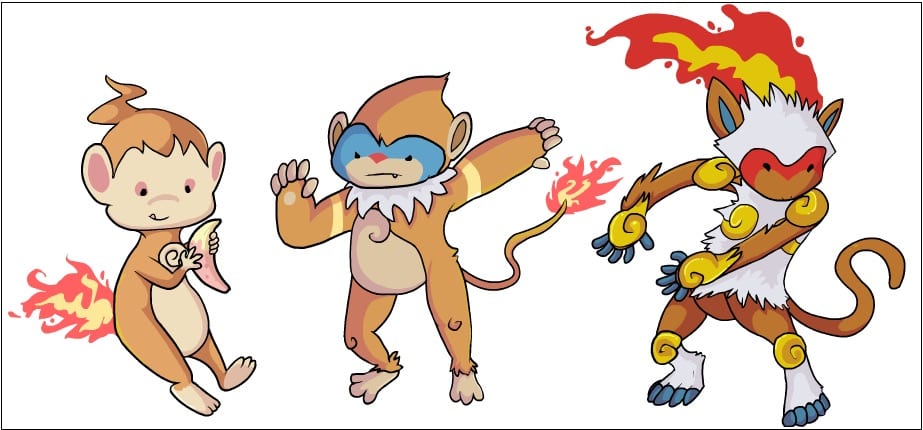 9. Chimchar, Monferno & Infernape