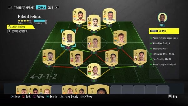 FIFA 20, midweek fixtures sbc