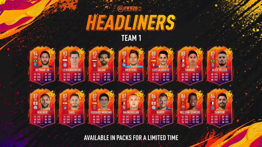 fifa 20, headliners players