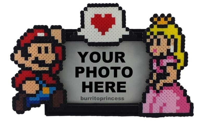 mario and peach, picture frame