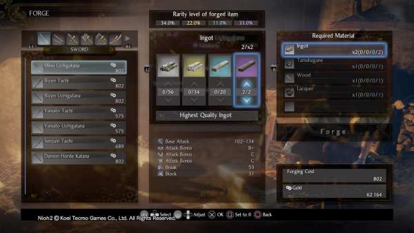 Nioh 2 How to Forge Rarity