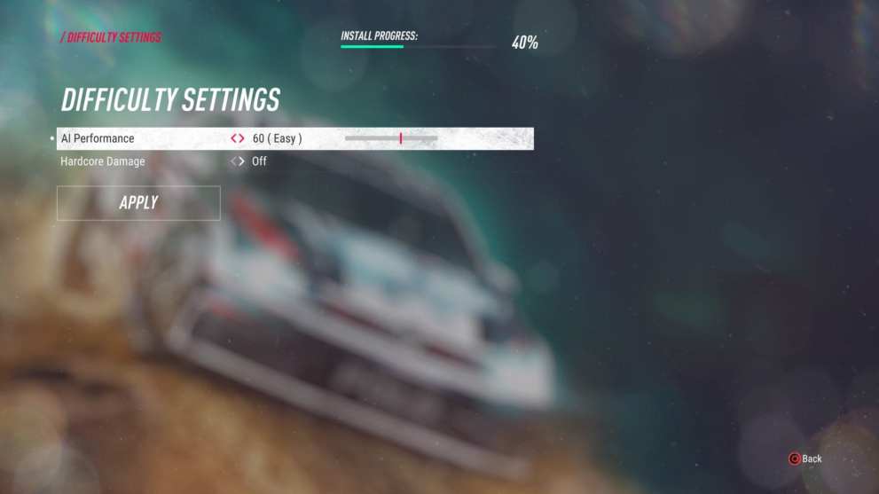 dirt rally 2.0, change difficulty