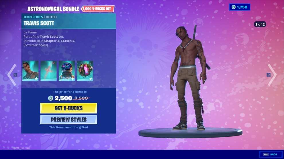 Fortnite Travis Scott Astronomical Bundle