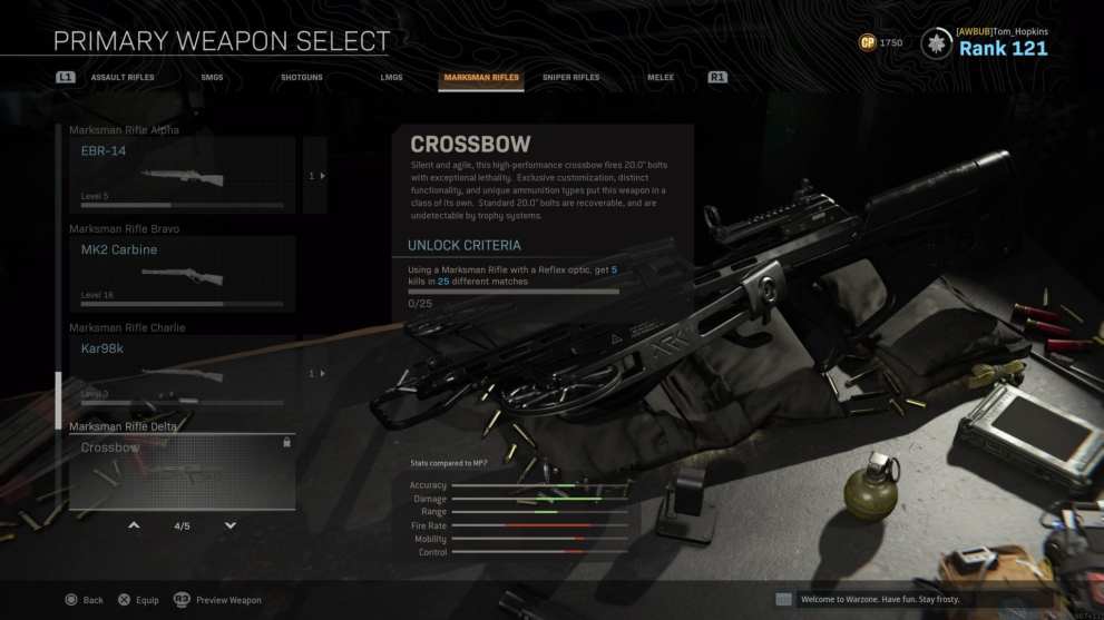 warzone, crossbow