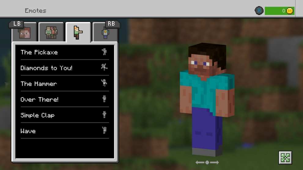 the emote menu in Minecraft