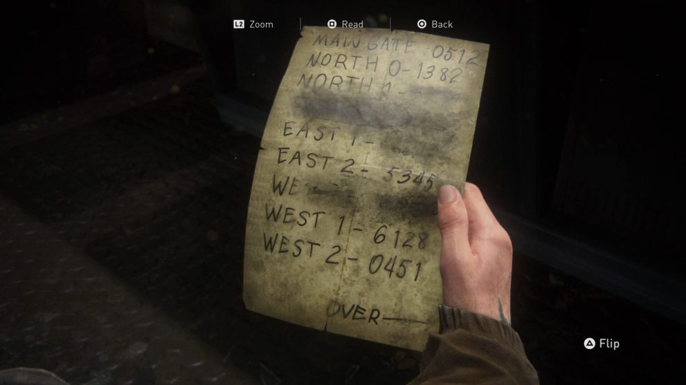 Last of us 2 main gate code